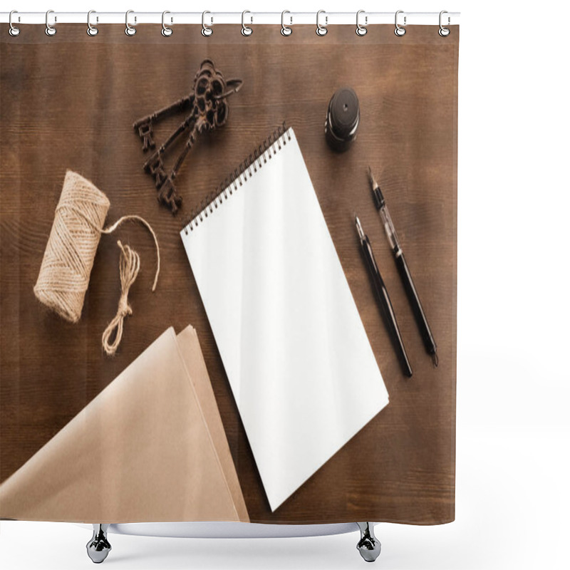 Personality  Fountain Pen And Notebook   Shower Curtains