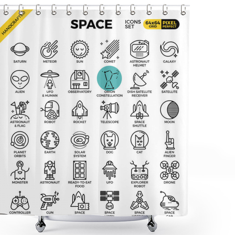 Personality  Space And Galaxy Icons Shower Curtains