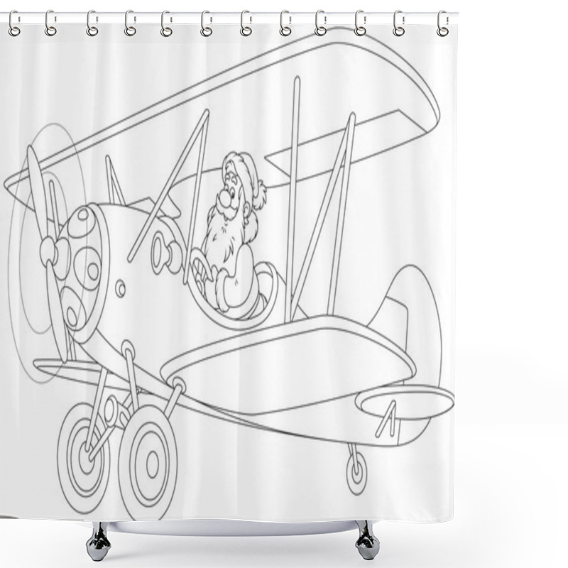 Personality  Santa Flying A Plane Shower Curtains