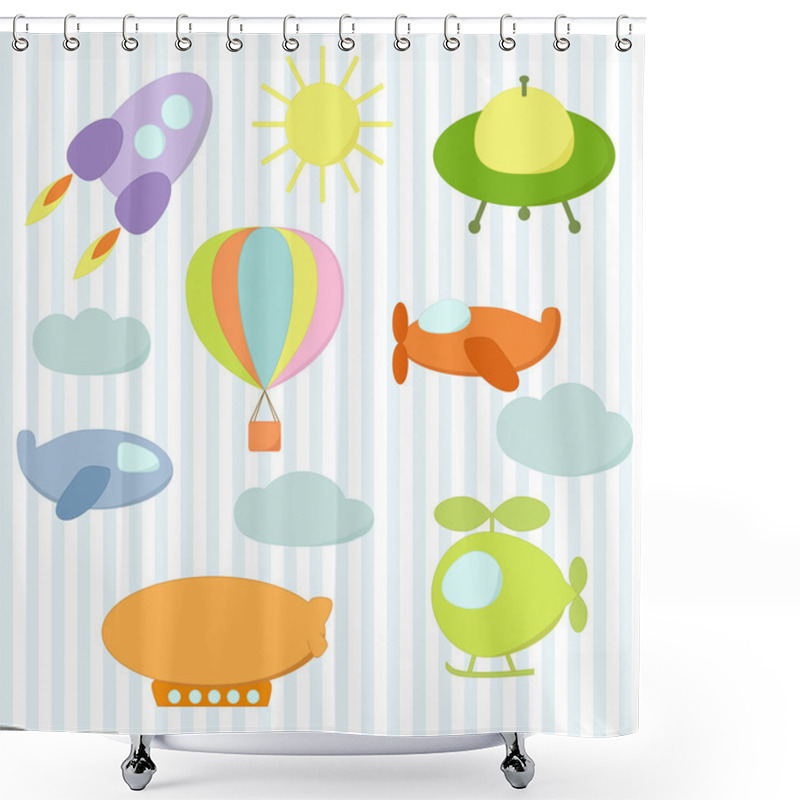 Personality  Set Of Air Transport Stickers Shower Curtains