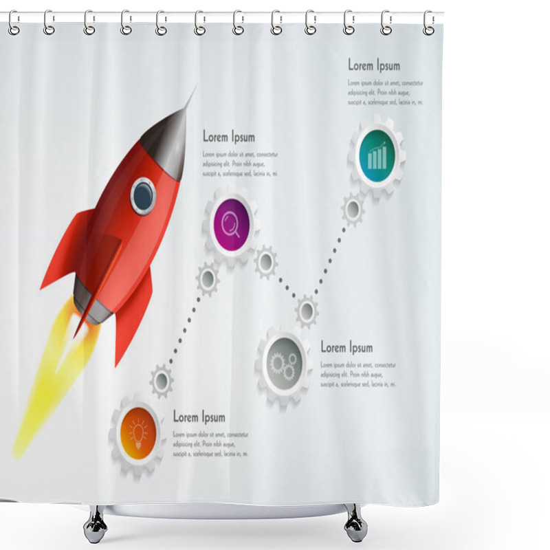 Personality  Rocket Infographic Illustration Shower Curtains