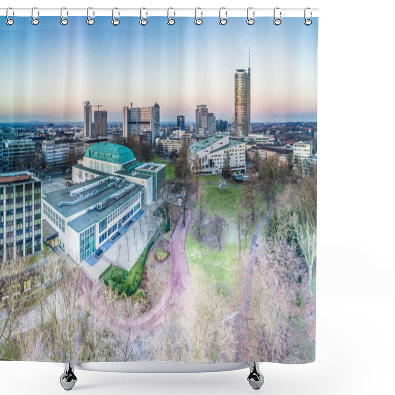 Personality  The City Skyline Of Essen During Sunset Shower Curtains