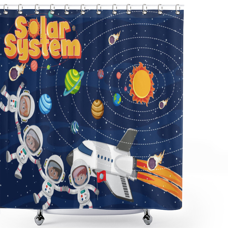 Personality  Background Scene With Many Astronauts In Space Illustration Shower Curtains