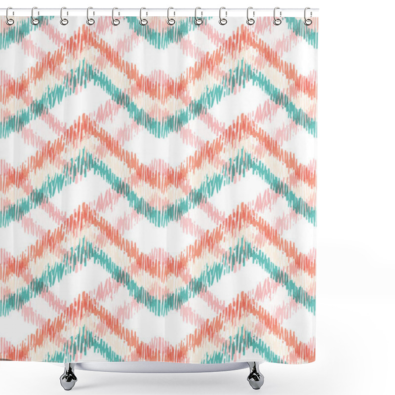 Personality  Texture With Crossing Wavy Zigzags Shower Curtains