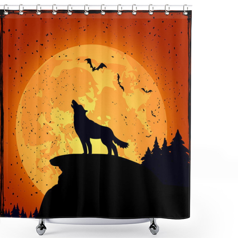 Personality  Halloween Background With Wolf Shower Curtains