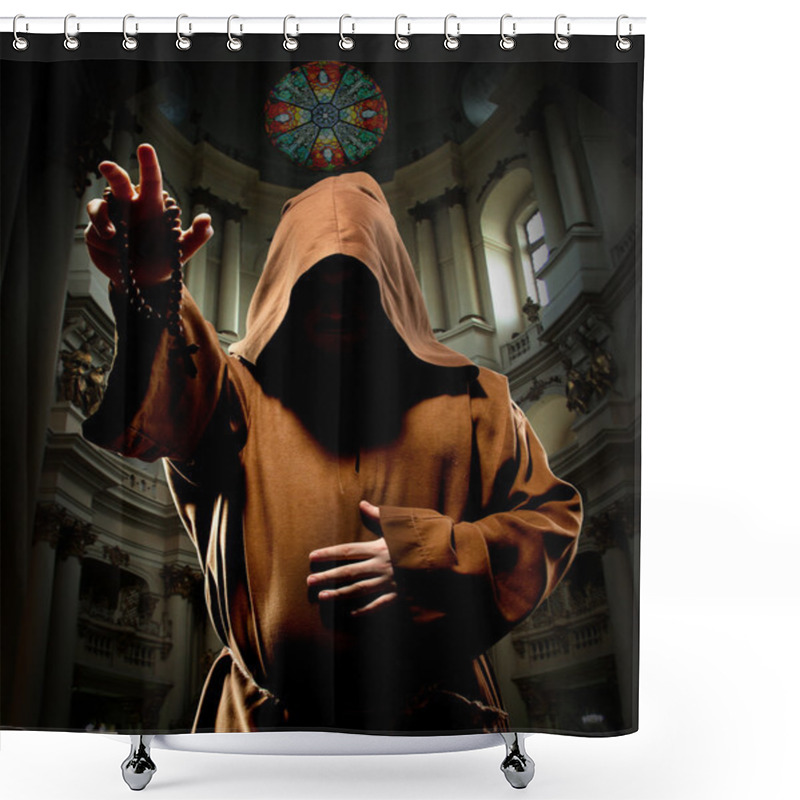 Personality  Preaching Monk In Church Shower Curtains