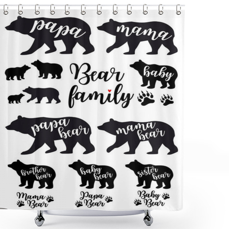 Personality  Mama Bear, Papa Bear, Baby Bear, Vector Set Shower Curtains