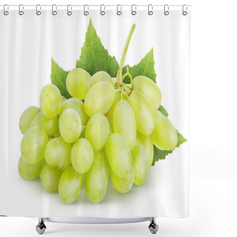 Personality  Isolated Grapes Bunch. Green (yellow) Grapes With Leaves Isolated On White Background With Clipping Path Shower Curtains