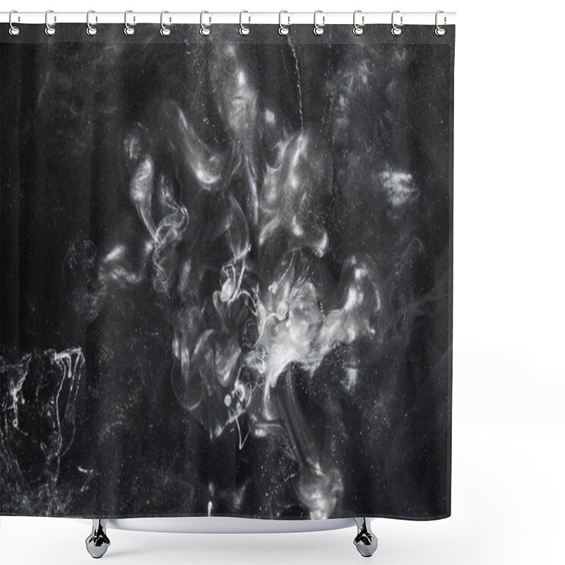 Personality  Black White Gray Alcohol Ink Background. Dark Paint Underwater Explosion. Wavy Stains Splashes Acrylic Watercolor. Exoplanet Abstract Ocean Shower Curtains