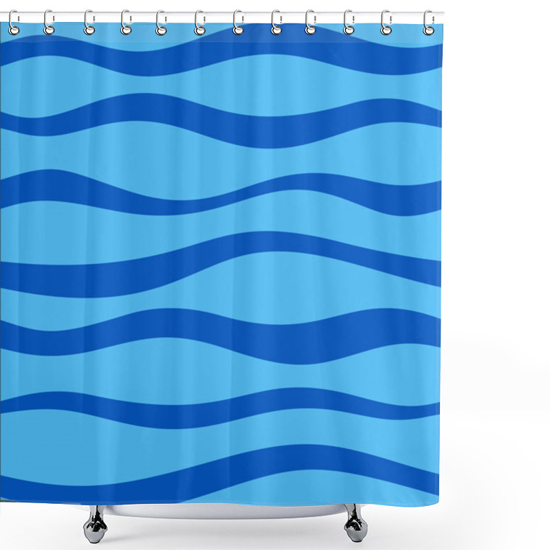 Personality  Seamless Pattern With Calm Waves Blue Colours Shower Curtains