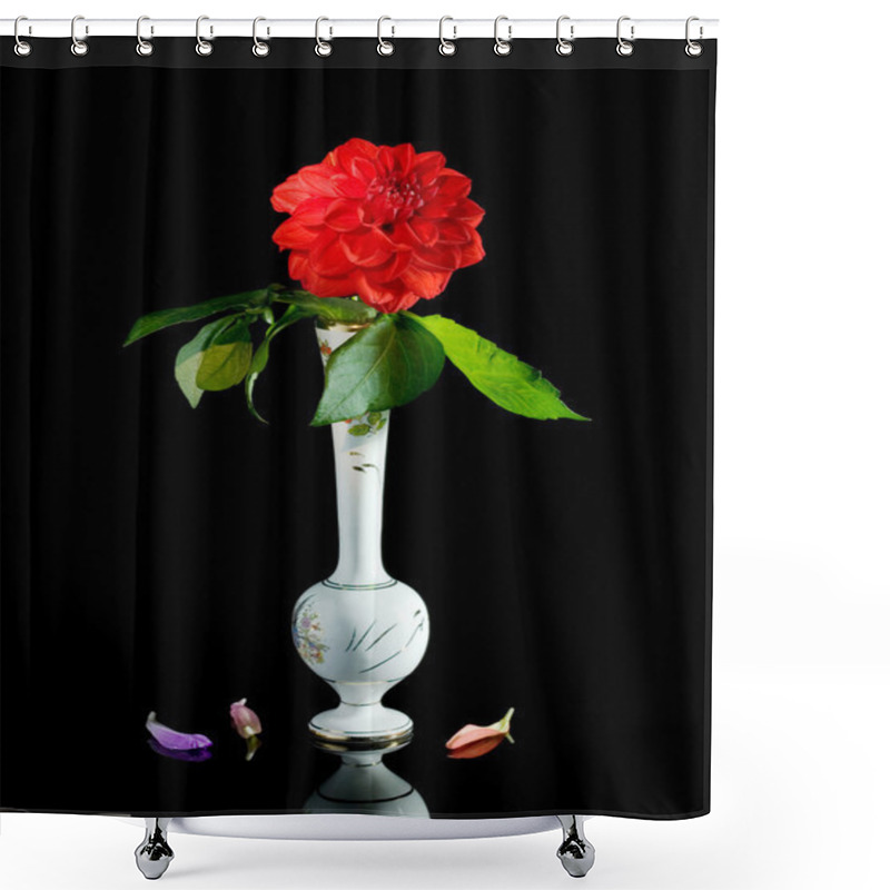 Personality  Red Dahlia. Shower Curtains