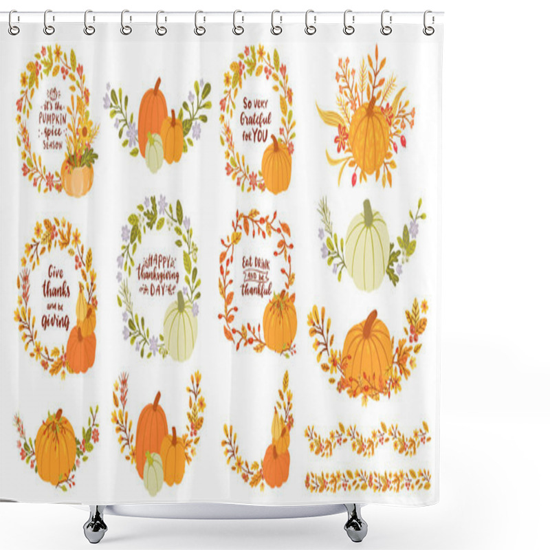 Personality  Set Of Floral Frames, Pumpkins, Borders.  Shower Curtains