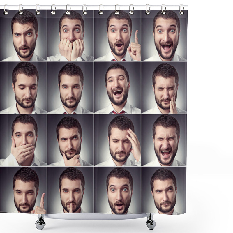 Personality  Set Of Handsome Emotional Man Shower Curtains