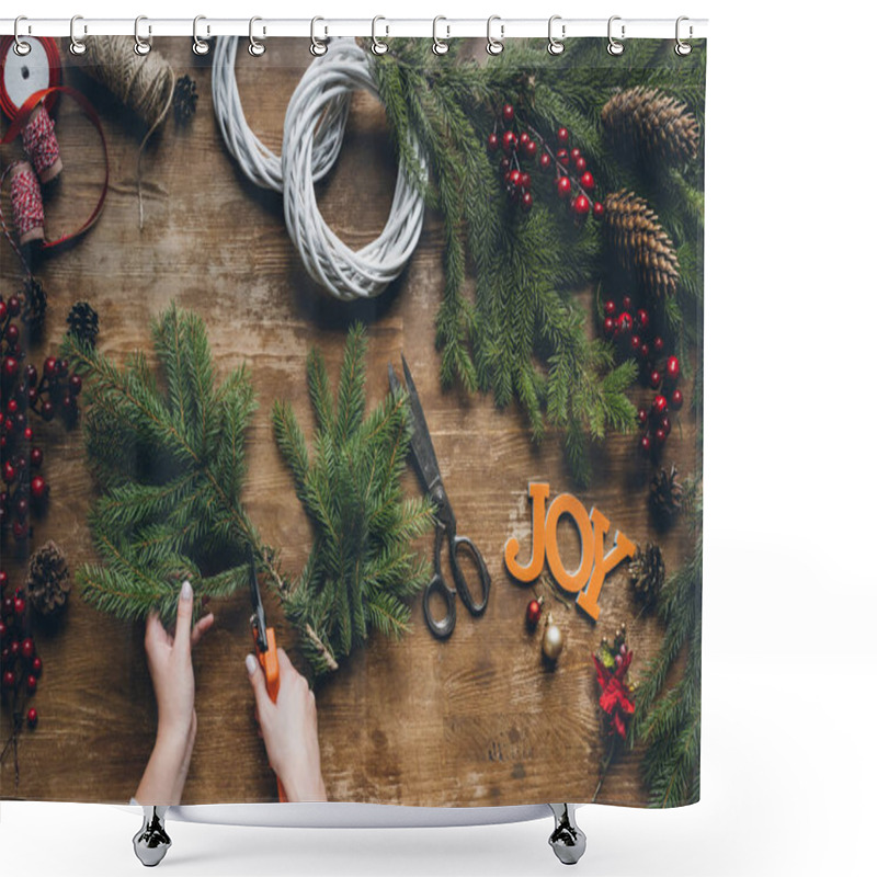 Personality  Florist Making Christmas Wreath  Shower Curtains