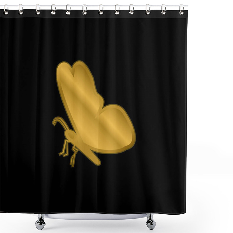 Personality  Black Butterfly Shape From Side View Gold Plated Metalic Icon Or Logo Vector Shower Curtains