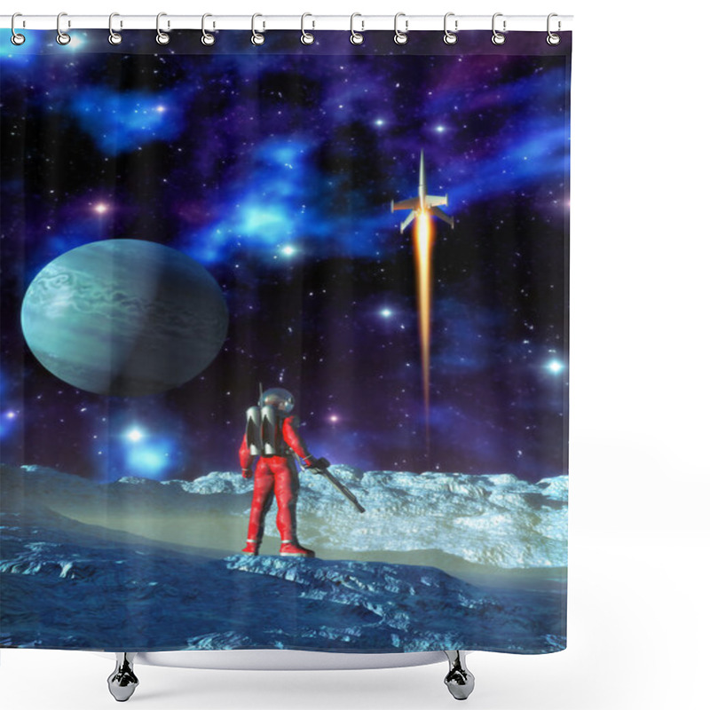 Personality  Astronaut And Alien Planet Shower Curtains