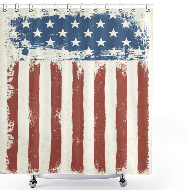 Personality  Grunge American Flag Background. Vector Illustration, EPS 10. Shower Curtains