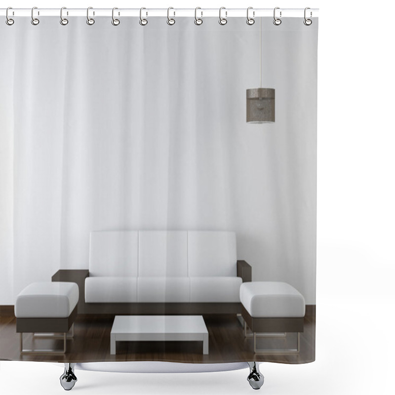 Personality  Interior Design Modern White Furniture On White Wall Shower Curtains