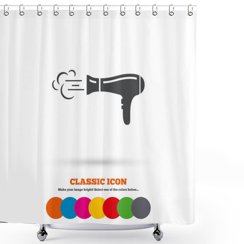 Personality  Hairdryer Sign Icon. Shower Curtains