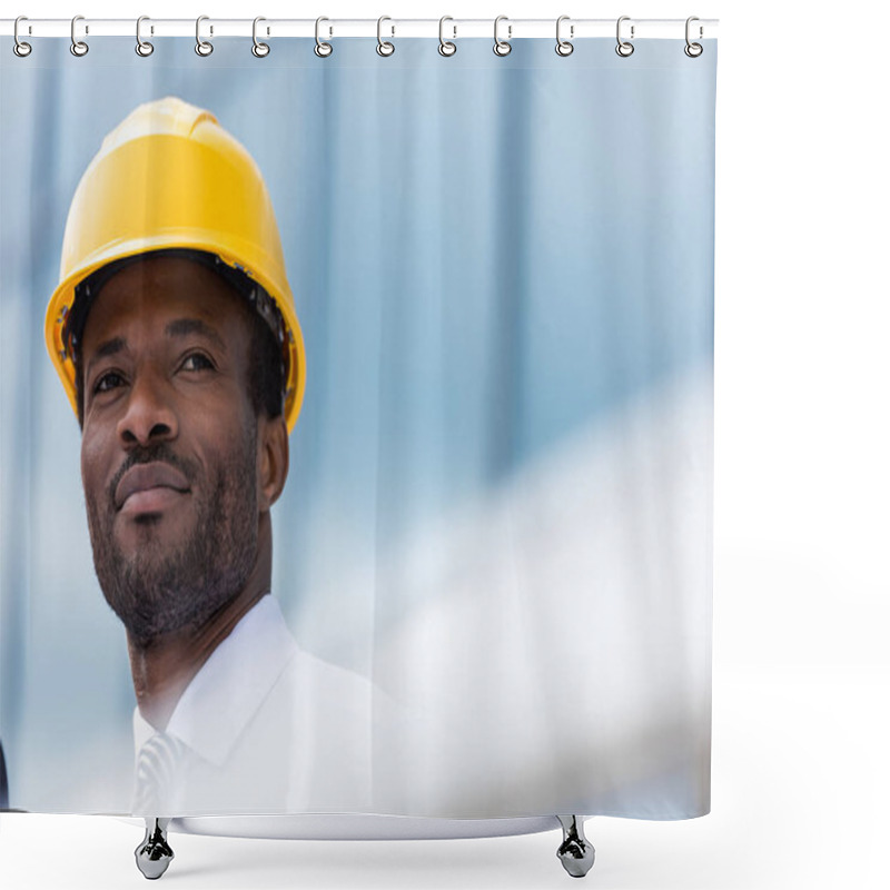 Personality  Professional Architect In Hard Hat  Shower Curtains