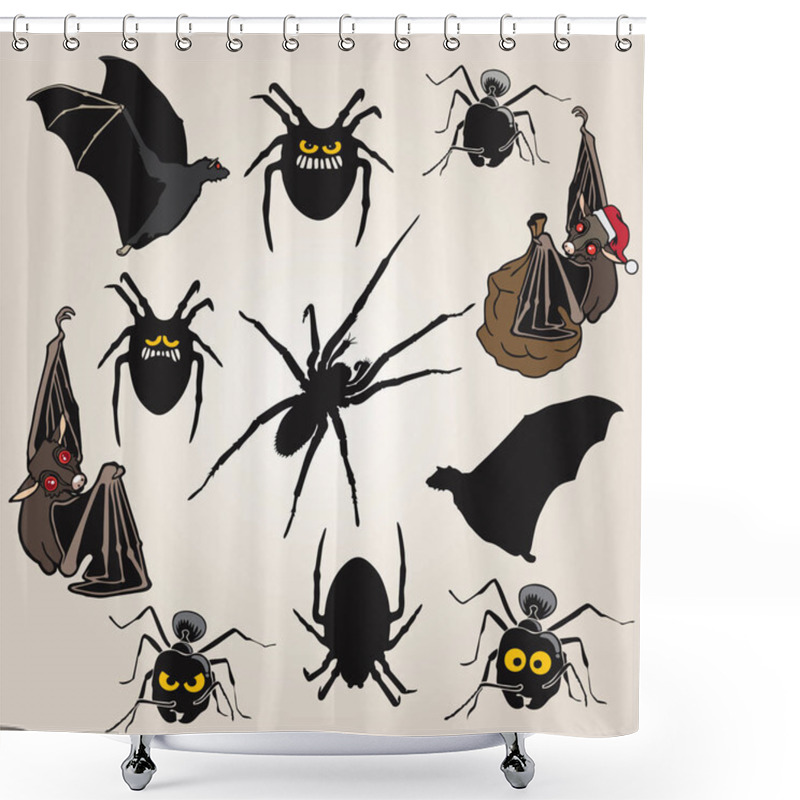 Personality  Bats And Spiders Characters Shower Curtains