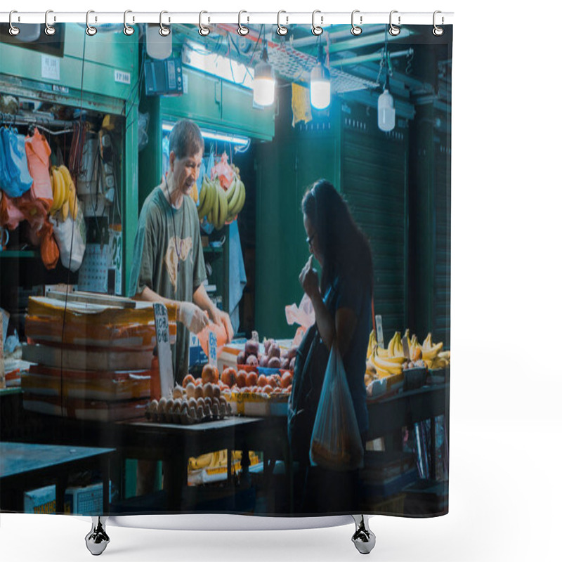 Personality  Urban View Of City Street Life Of Hong Kong Shower Curtains