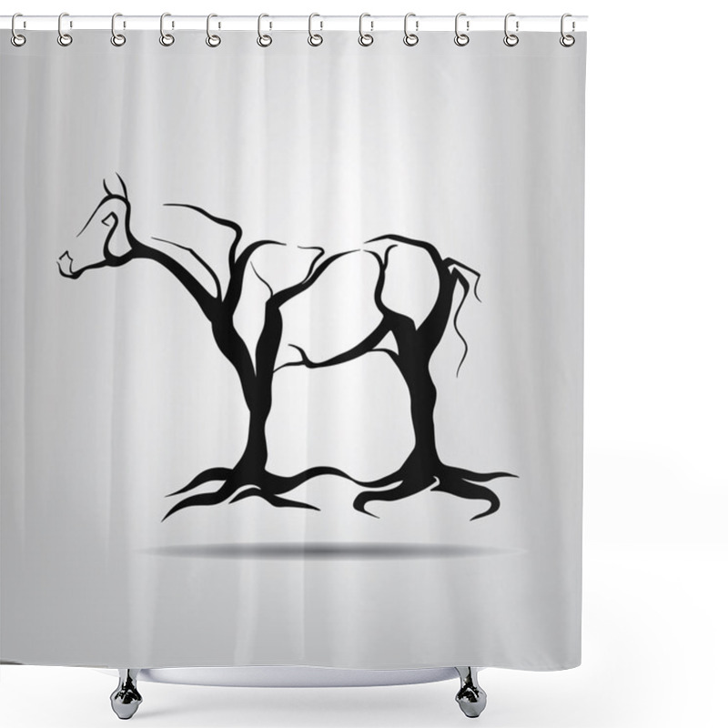 Personality  Horse Silhouette In Form Of Trees. Shower Curtains