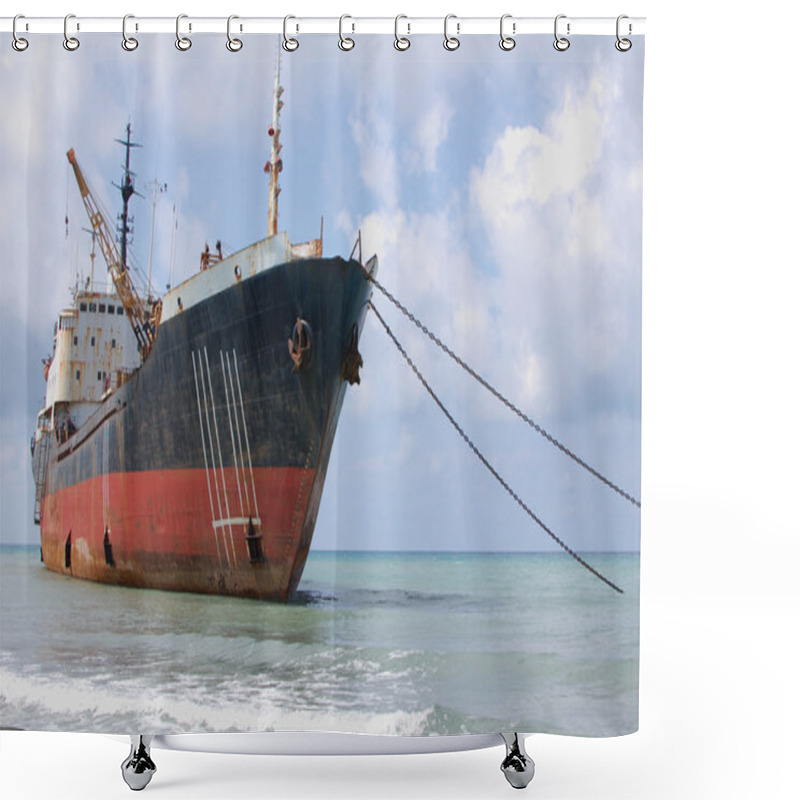 Personality  Ship On The Shoal Shower Curtains