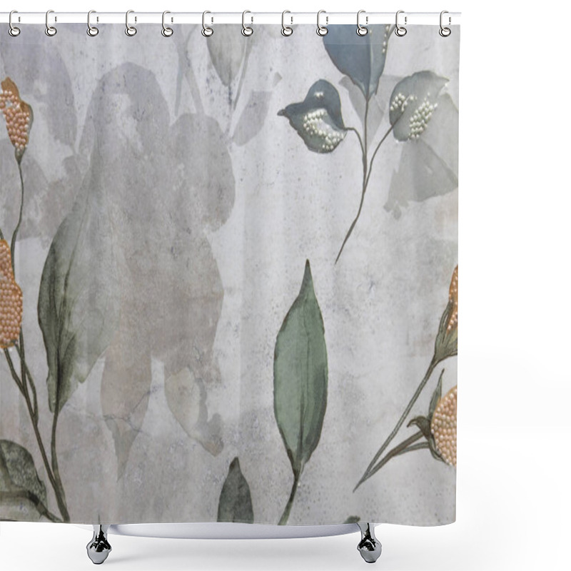 Personality  A Beautifully Designed Ceramic Tile Featuring A Floral And Bird Motif, Perfect For Vintage And Modern Interior Design Projects Shower Curtains