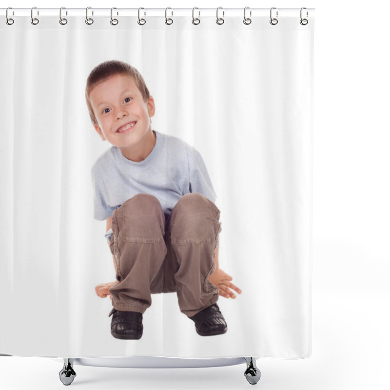 Personality  Happy Boy Sit Down Shower Curtains