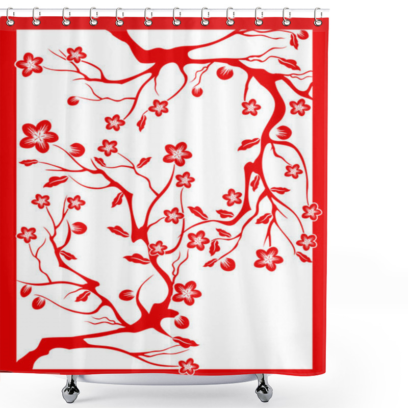 Personality  Red Plum Blossom-paper Cut Shower Curtains