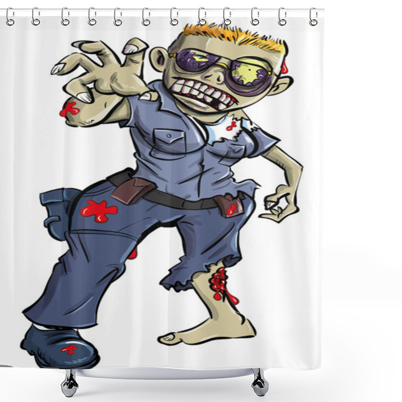 Personality  Cartoon Zombie Police Woman Shower Curtains