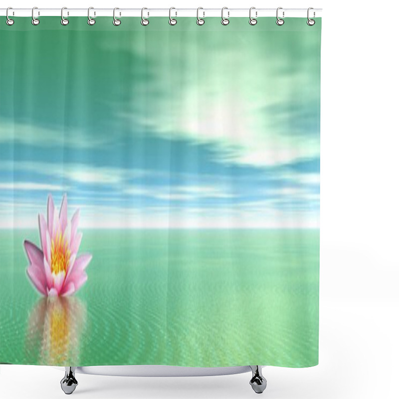 Personality  Lily Flower In Green Ocean Shower Curtains