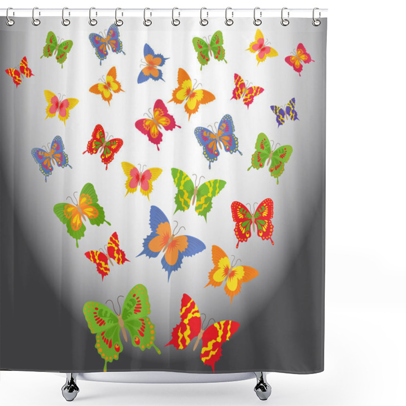 Personality  Cartoon Butterflies In A Light Space Shower Curtains