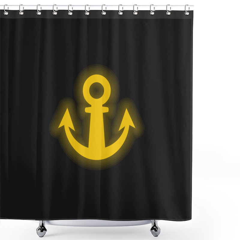 Personality  Anchor Programing Tool Symbol Yellow Glowing Neon Icon Shower Curtains