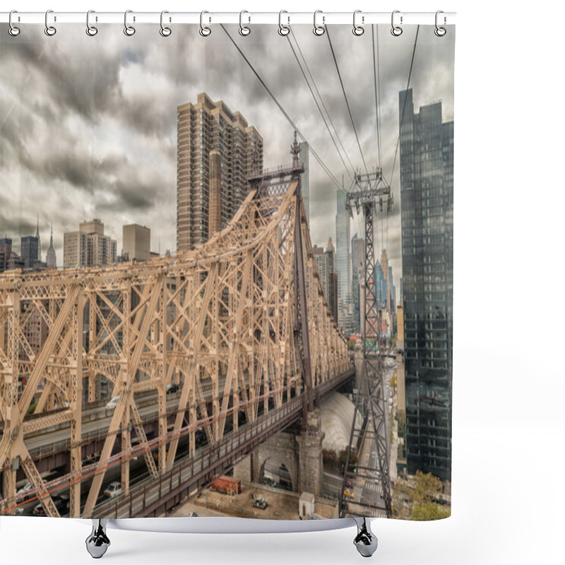 Personality  Queensboro Bridge And Manhattan Skyline Shower Curtains