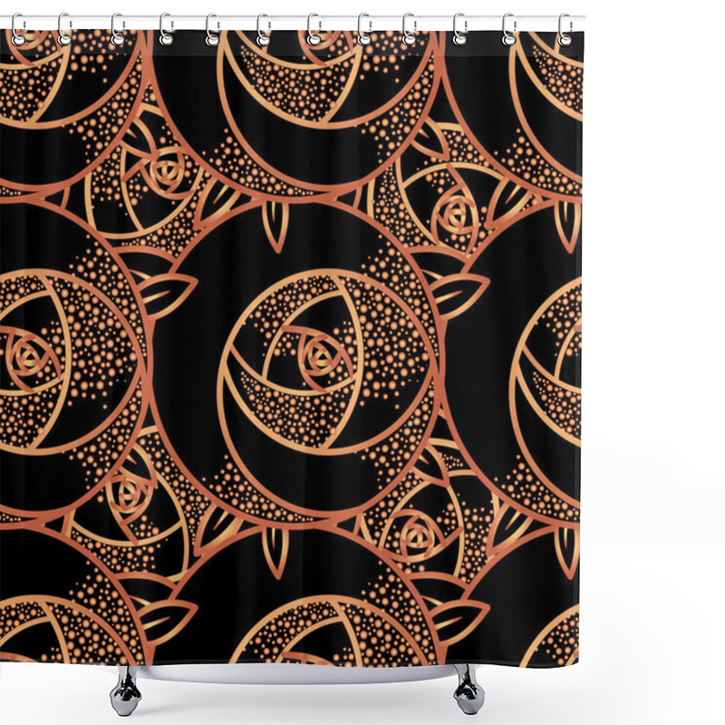 Personality  Geometric Rose Flower. Seamless Pattern. Art Deco Style Inspired Shower Curtains