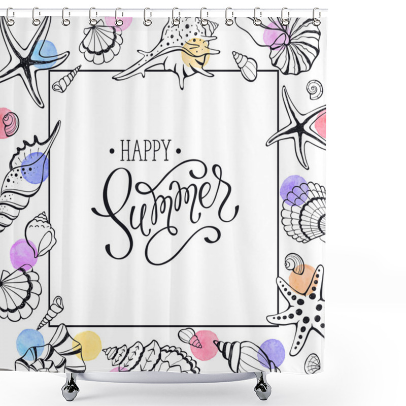 Personality  Seashells Frame With Text Shower Curtains