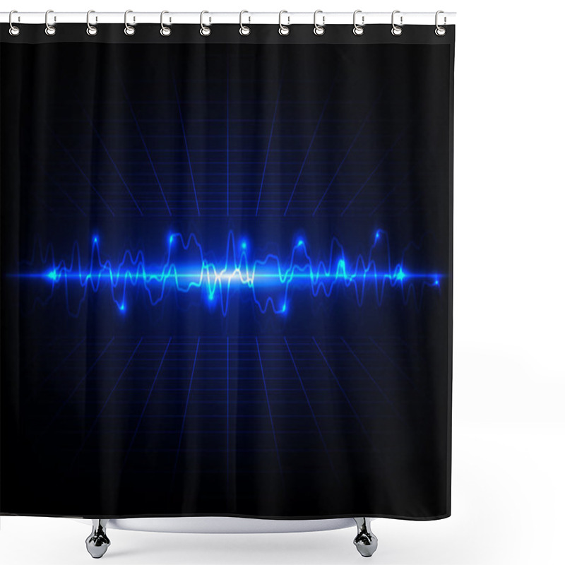 Personality  Abstract Blue Lighting Technology Concept  Design Shower Curtains