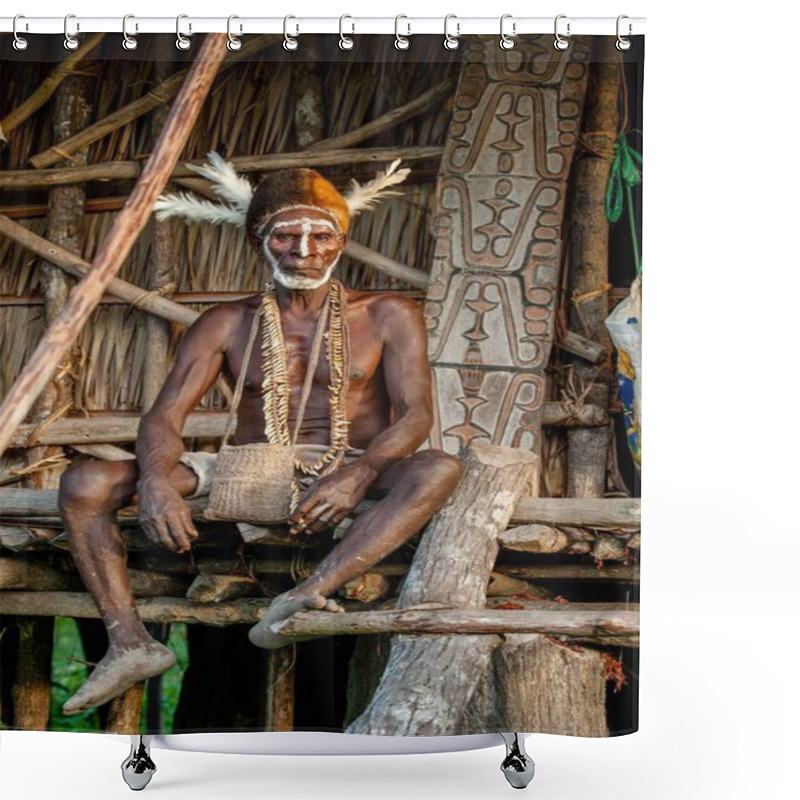 Personality  Asmat With A Traditional Painting On Face Shower Curtains