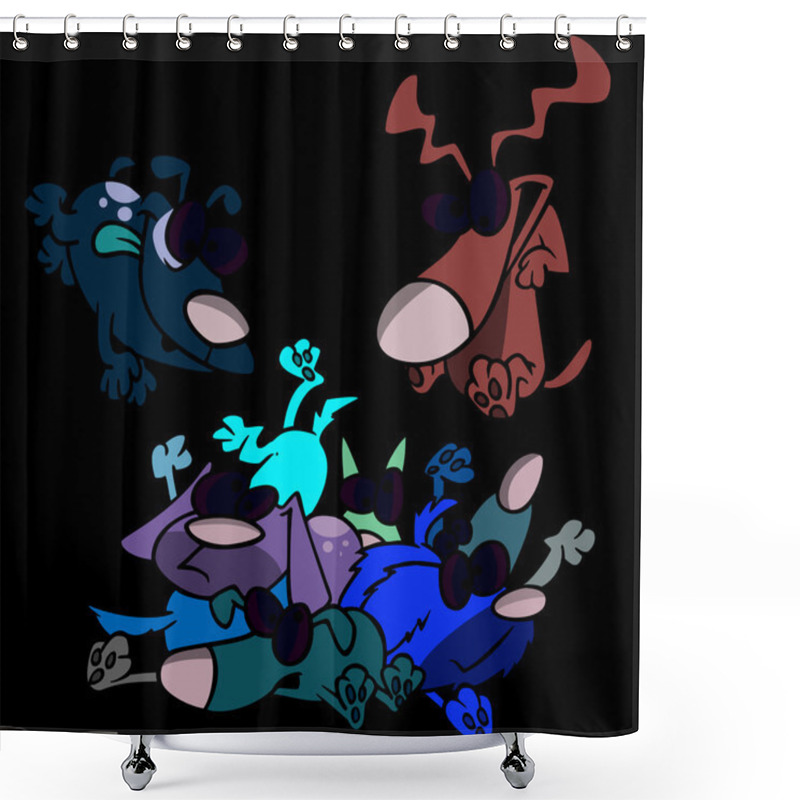 Personality  Cartoon Dogs Jumping In A Pile Shower Curtains