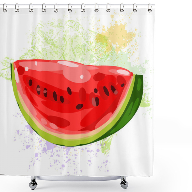 Personality  Watermelon Slice On Spots Of Paint Shower Curtains