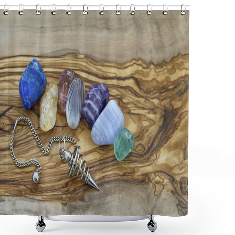 Personality  Healing Crystals And Dowsing Pendant Shower Curtains