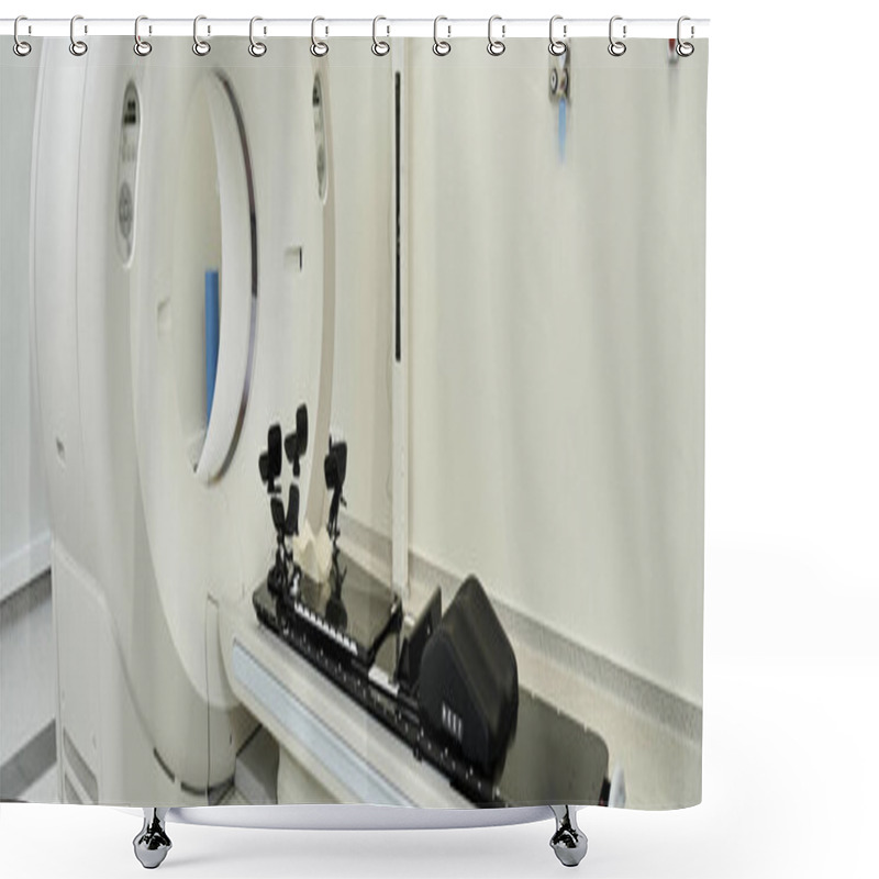 Personality  Advanced MRI Machine Ready For Diagnostics In A Modern Healthcare Facility For Patient Care, Banner Shower Curtains