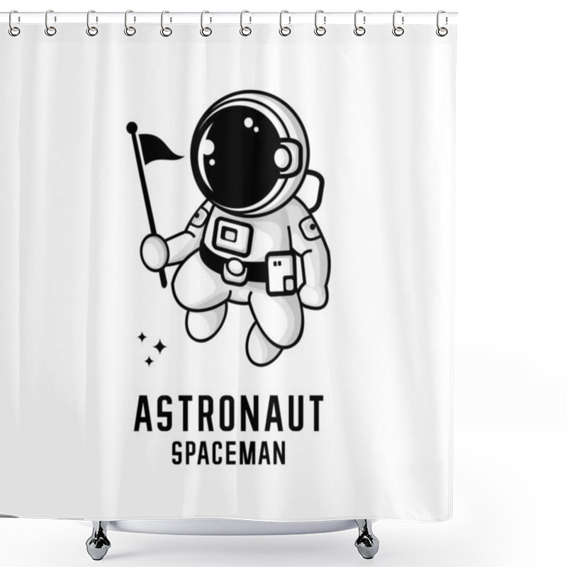 Personality  Cartoon Astronaut Illustration Vector, Spaceman Vector Shower Curtains