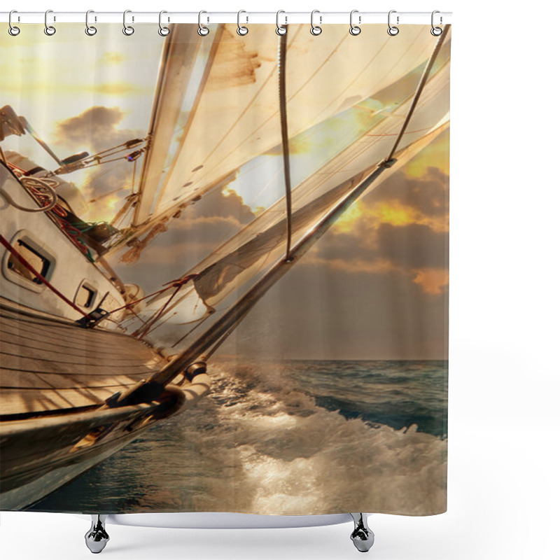 Personality  Sailboat Crop During The Regatta Shower Curtains