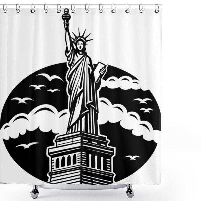 Personality  A Striking Silhouette Of The Statue Of Liberty, Symbolizing Freedom And Democracy. Perfect For Travel, Cultural, And Patriotic-themed Design Projects. Shower Curtains