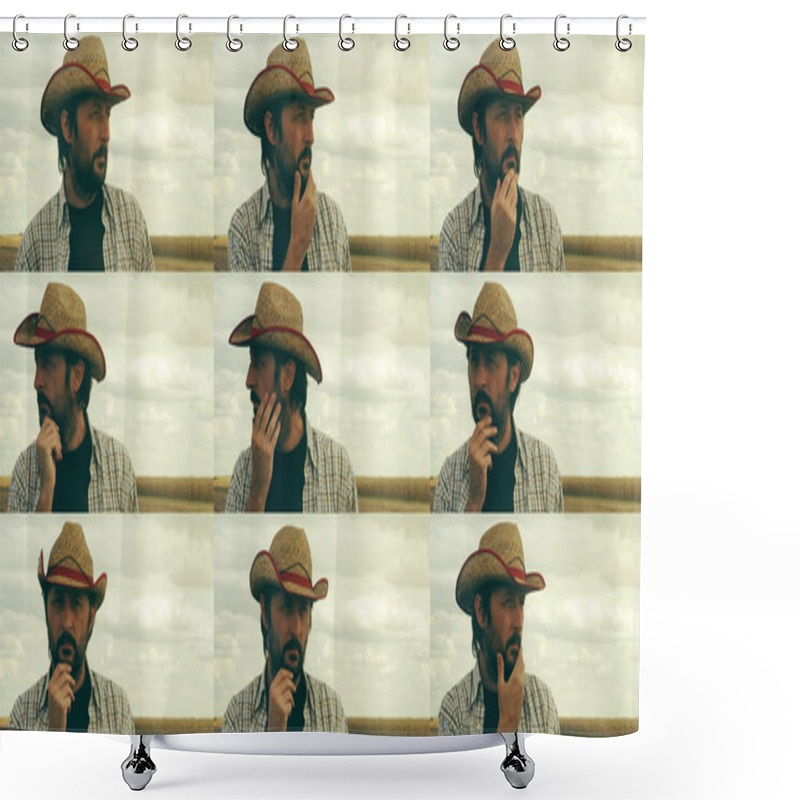 Personality  Concerned Farmer Planning New Seeding Season Shower Curtains