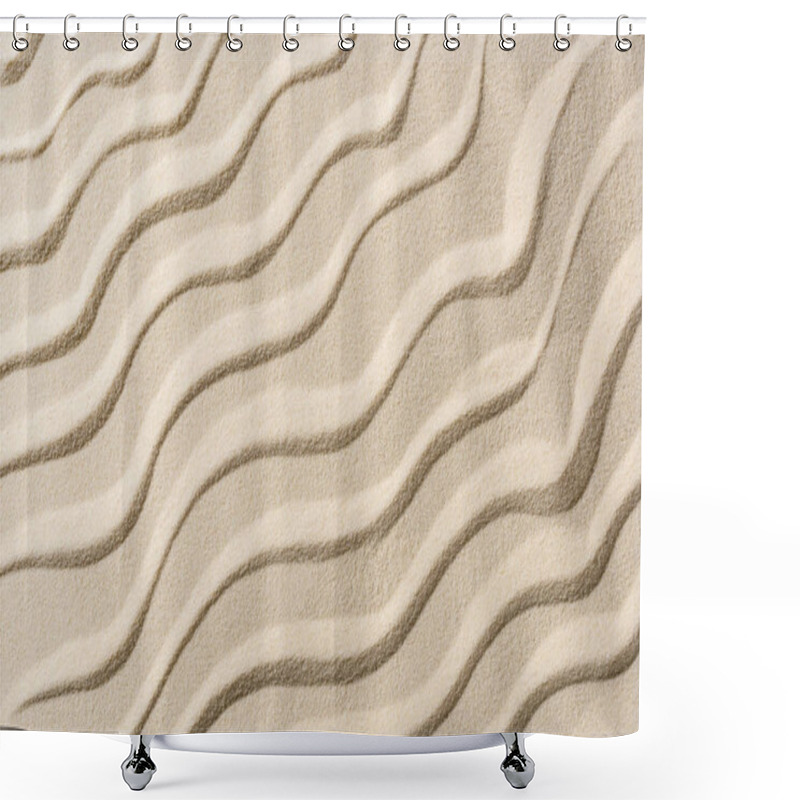 Personality  Top View Of Beige Sandy Backdrop With Smooth Waves Shower Curtains