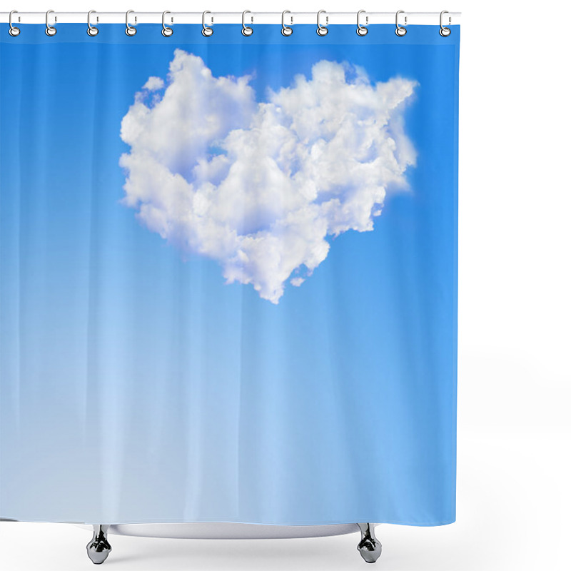 Personality  Heart Of White Clouds Over Blue Sky Shower Curtains